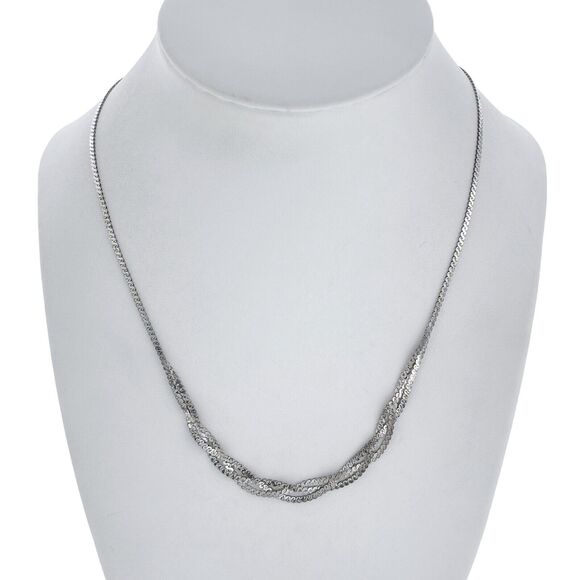 Braided Serpentine S-Link Necklace | Vintage Estate Sterling Silver 925 | 18" - Picture 1 of 4
